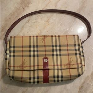 Vintage Burberry bag with red leather strap
